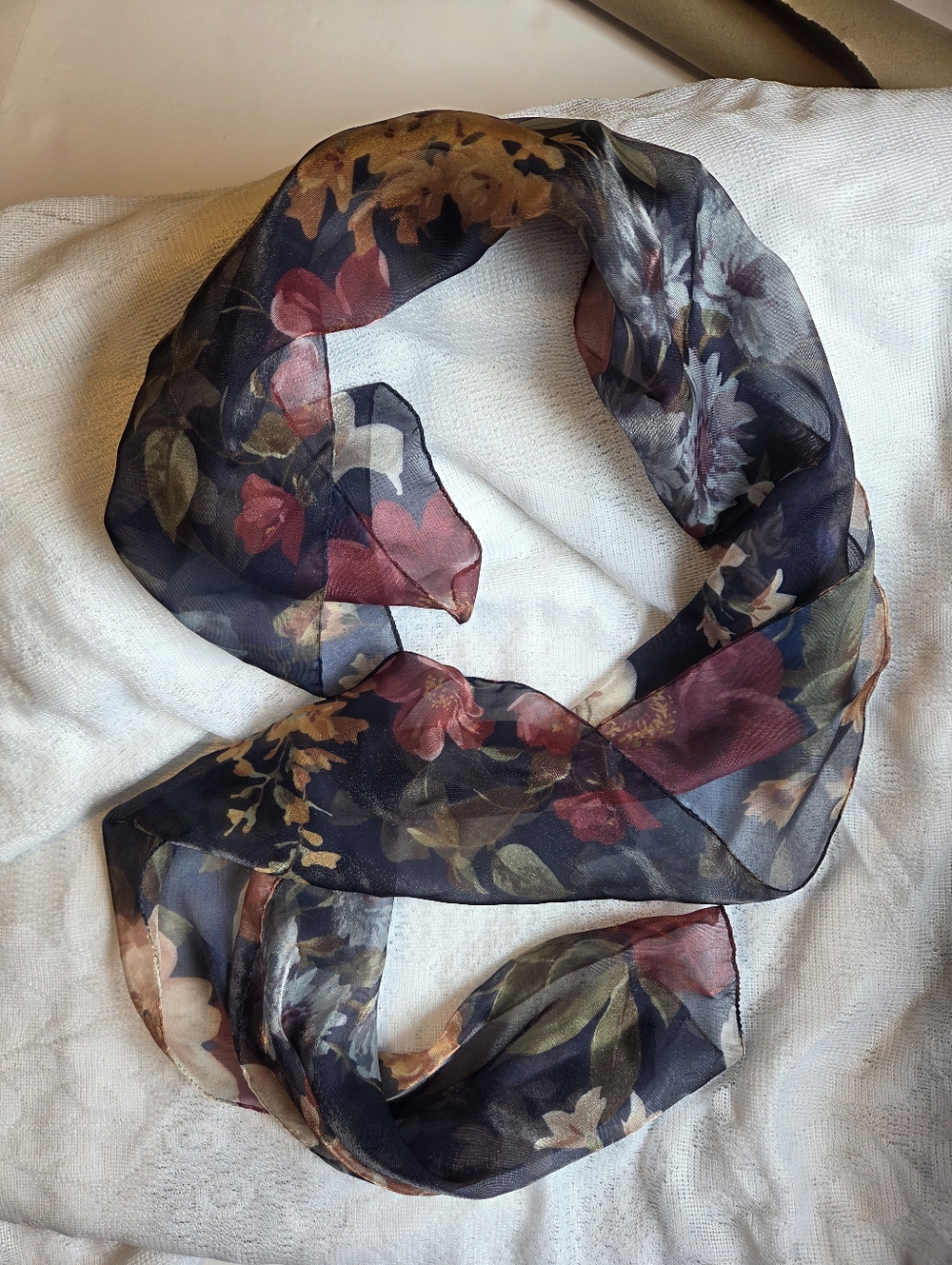 Floral Sheer Metallic Scarf - As Is